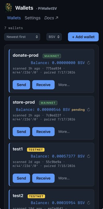 PiWalletSV companion app wallet list